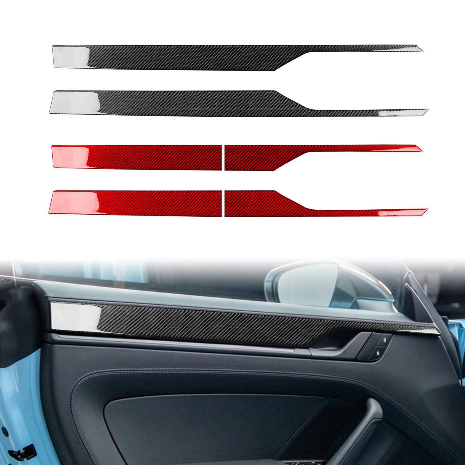 For Porsche 911 992 2019 2020 2021 2022 2023 Carbon Fiber Door trim set decorative cover Car Interior Accessories Stickers view 4