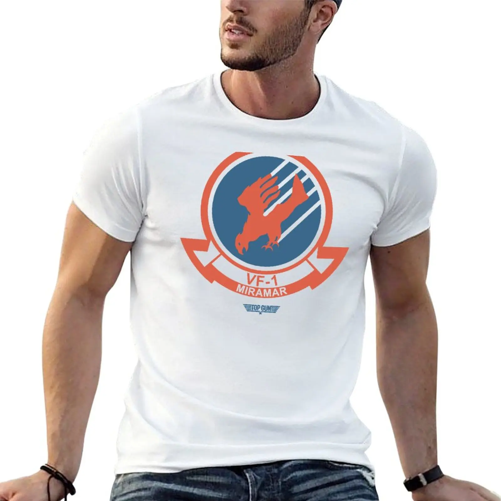 Réplica de la camiseta original de Top Gun - VF-1 Miramar HD Light, camisetas para hombre, camisetas de algodón, camisetas 100% de algodón, camiseta de diseñador