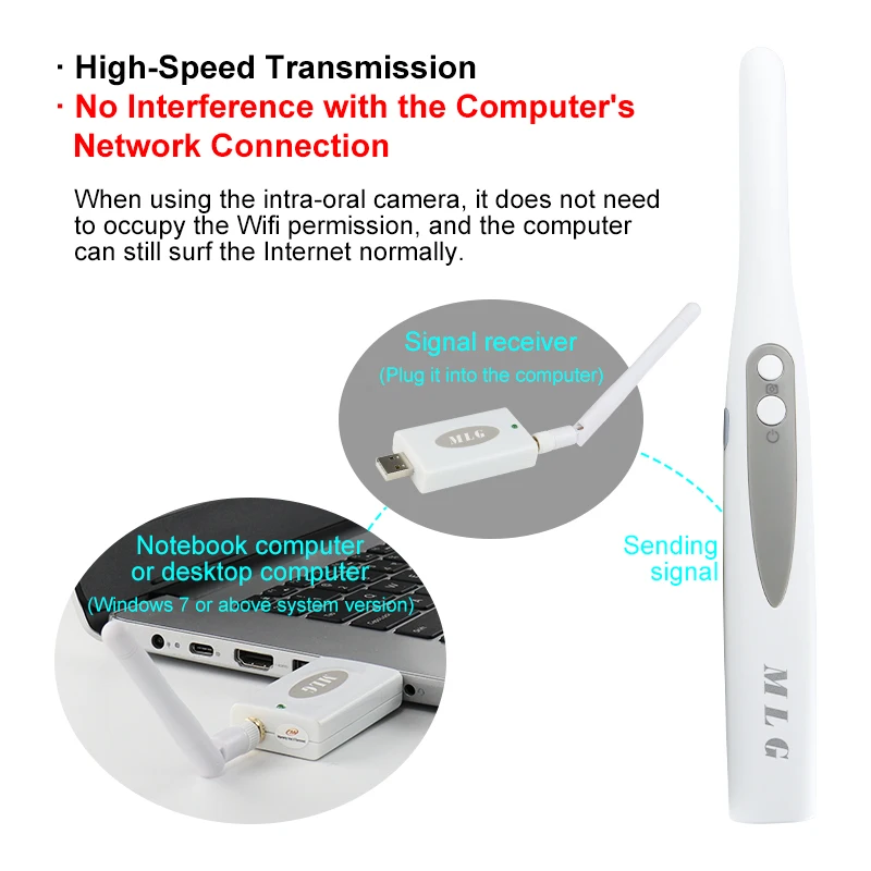 VVDental Wireless Dental Oral Viewer 8 LED Endoscope 13.0 Mega pixels HD Intra Oral Camera Compatible with Windows