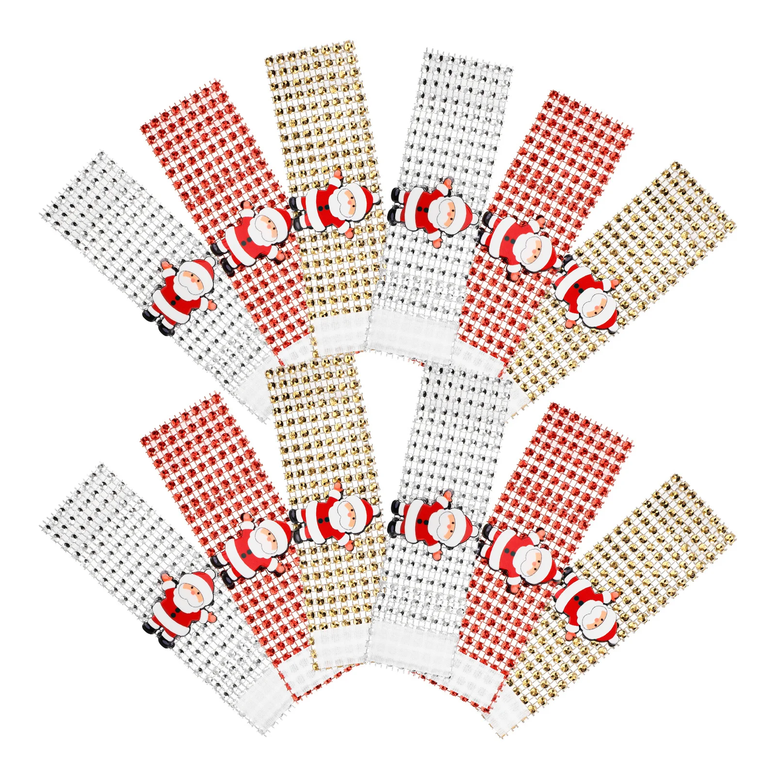 

12pcs Christmas Napkin Rings Silver Golden Red Reusable Serviette Buckles For Holiday Dinner Table Decorations Festive Party