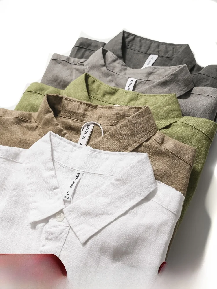 

Мужская льняная рубашка с длинным рукавом: мягкая, дышащая, повседневная, модная, осенняя новинка, свободный крой, однотонная