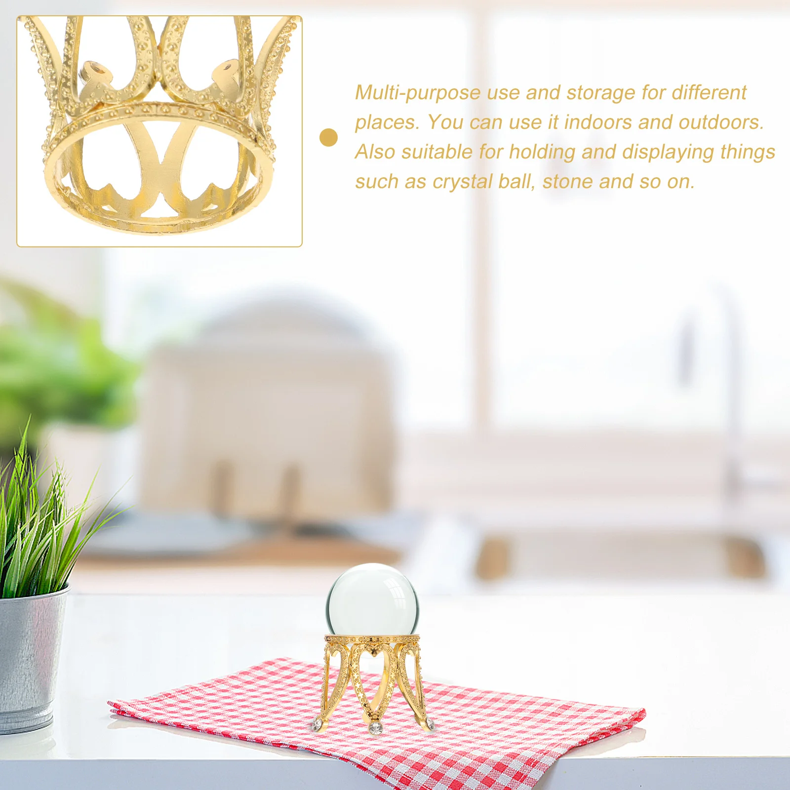 

2Pcs Crystal Ball Pedestal Zinc Alloy Base Decor Suitable for Stones Balls Crown Zinc Alloy Base Crystal Ball Stand Decor