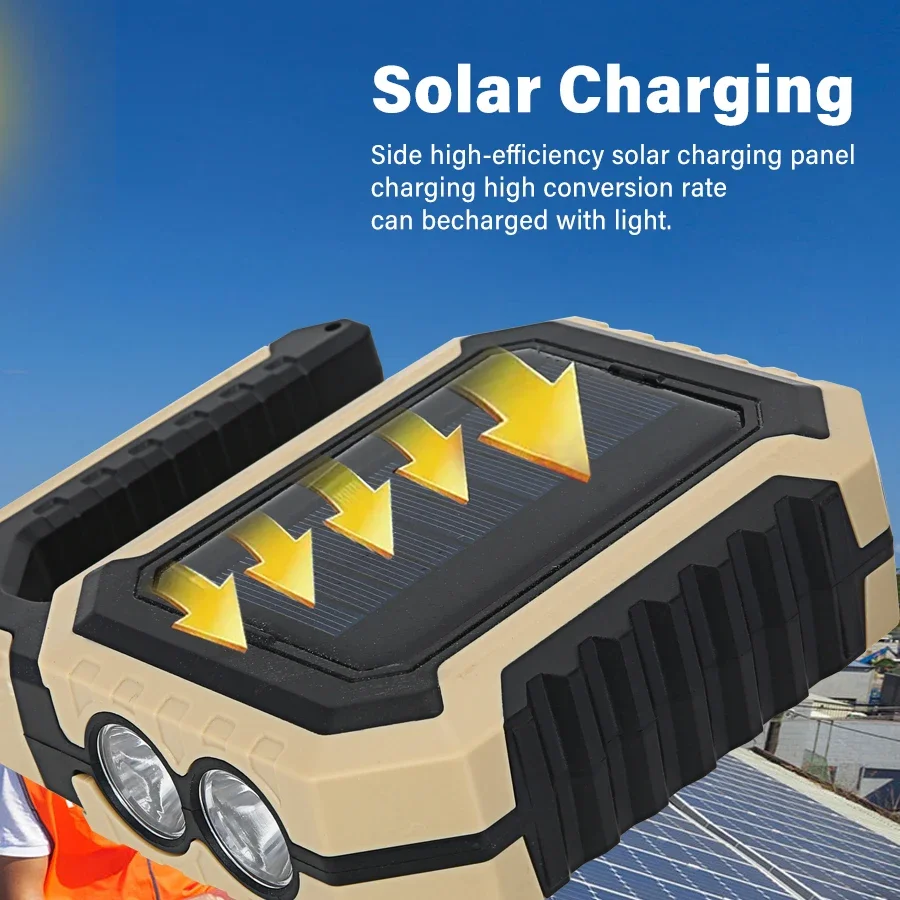 Portable Handheld Flashlight Solar Charger High-power Emergency Lighting Searchlight Waterproof Outdoor Maintenance Work Light