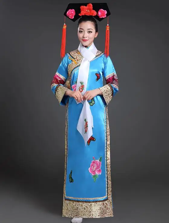 Chinese Women Ancient Qing Dynasty Cheongsam Princess Dress Include Hat