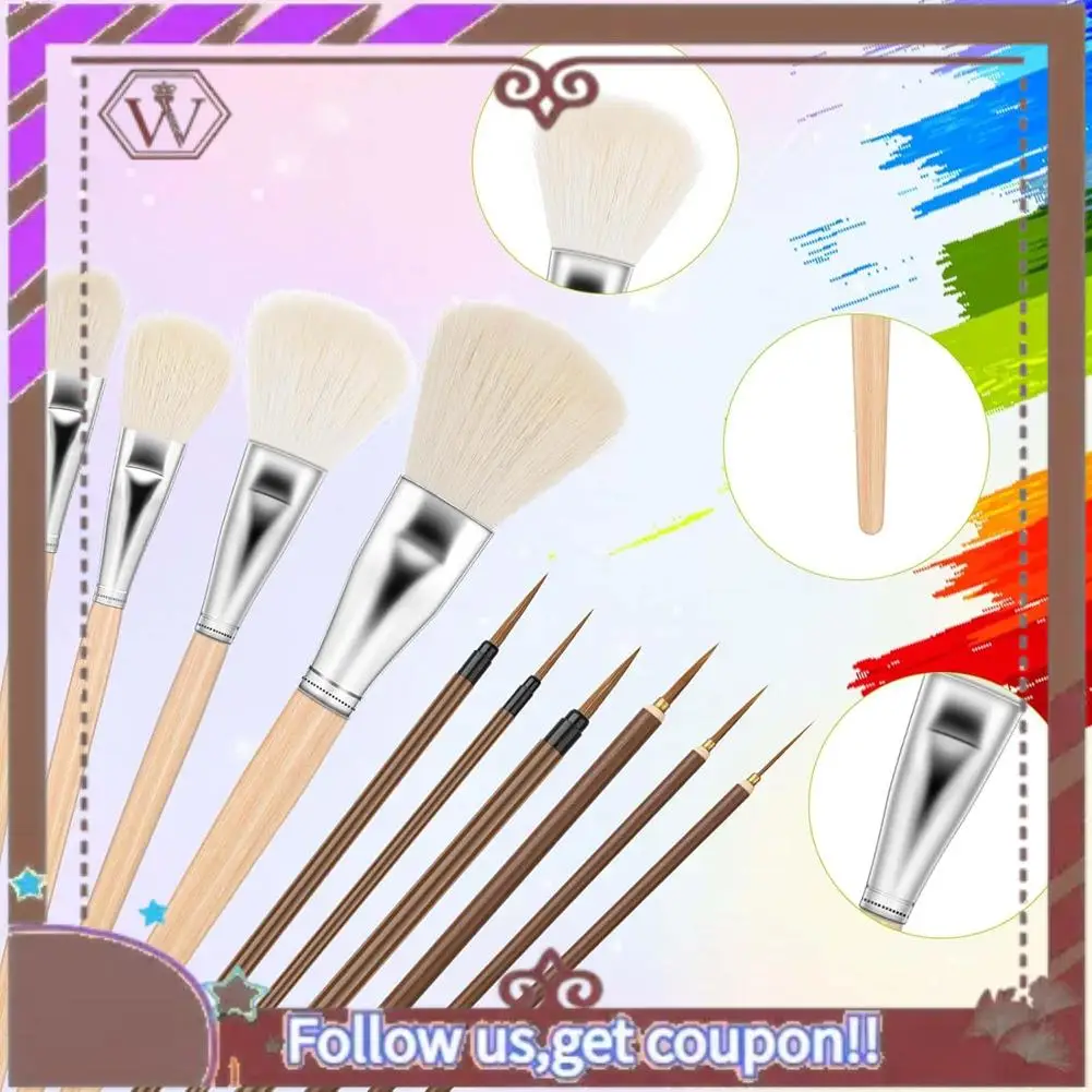 ABBG-11 قطعة من أدوات طلاء الفخار بأشكال مختلفة مجموعة فرش خشبية للطلاب والفنانين والكبار