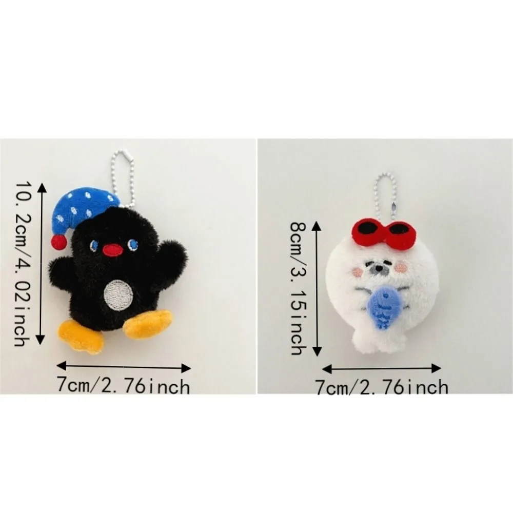 Fluffy Plush Seal Keychain Cartoon Soft Penguin Doll Pendant Portable Lightweight Sunglasses Seal Bag Charm Car Decor view 6