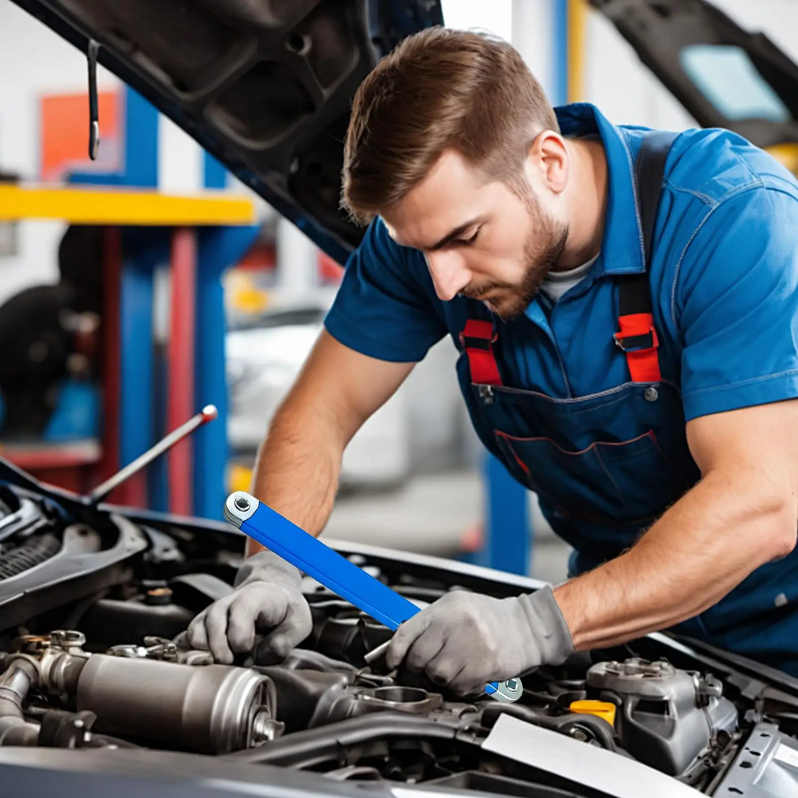 Ratschenschlüssel-Verlängerungsstange 3/8 Zoll, Langarm-Doppelkopf-Schraubenschlüssel-Set für Kfz-, Motorrad- und LKW-Reparatur-Werkzeugkasten – Detail 5