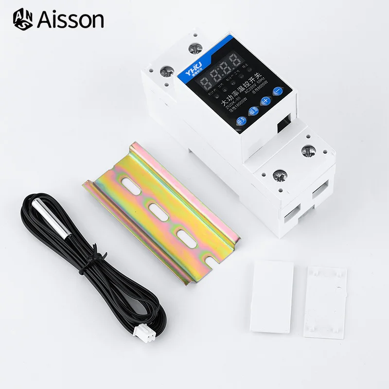 AC220V High Power Temperature Control Switch High Precision Countdown Adjustable NTC thermal temperature sensor DIN Rail