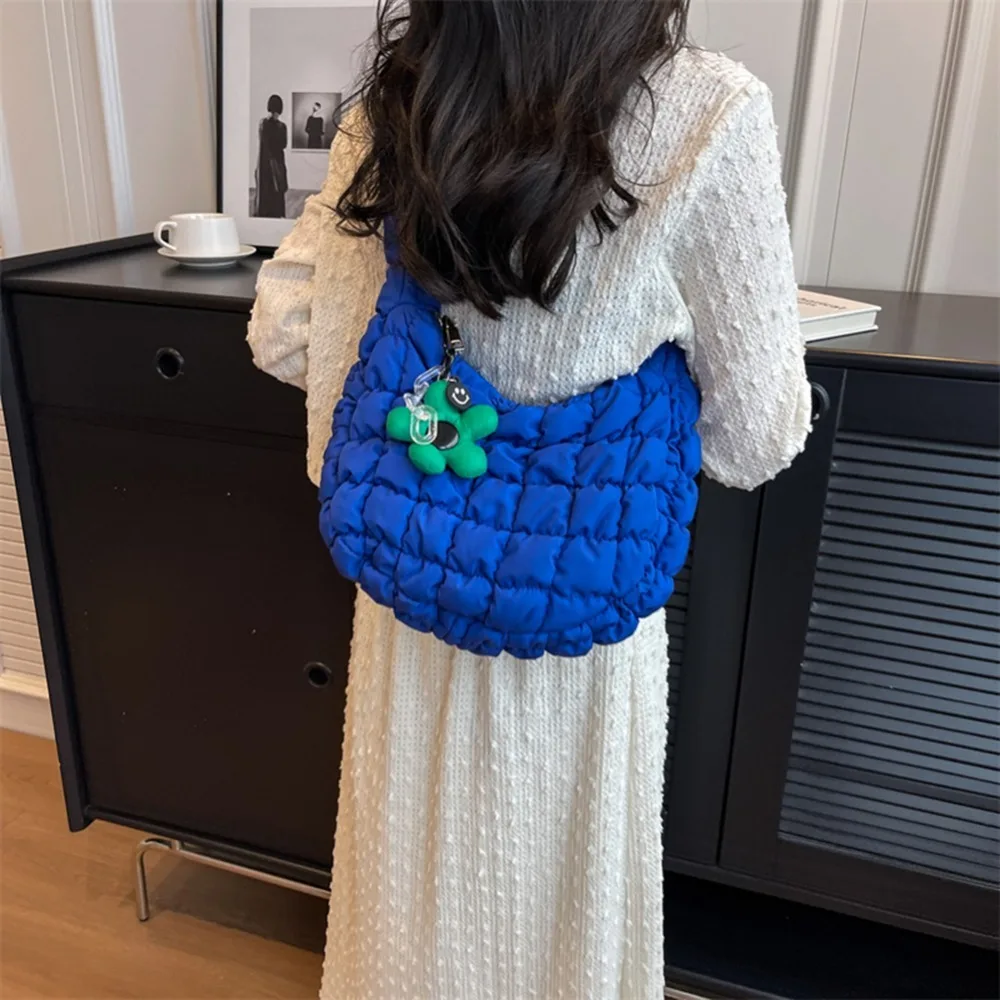 Quilted Padded Crossbody Bag for Women Pleated Bubbles Cloud Shoulder Bags Large Ruched Bucket Tote Bag for Women Handbags 2024