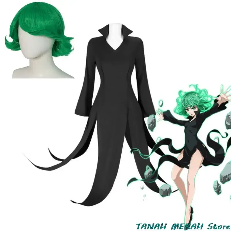 Anime ONE PUNCH-MAN Tatsumaki Cosplay Halloween Christmas for Child Plus Size Wig Costume New