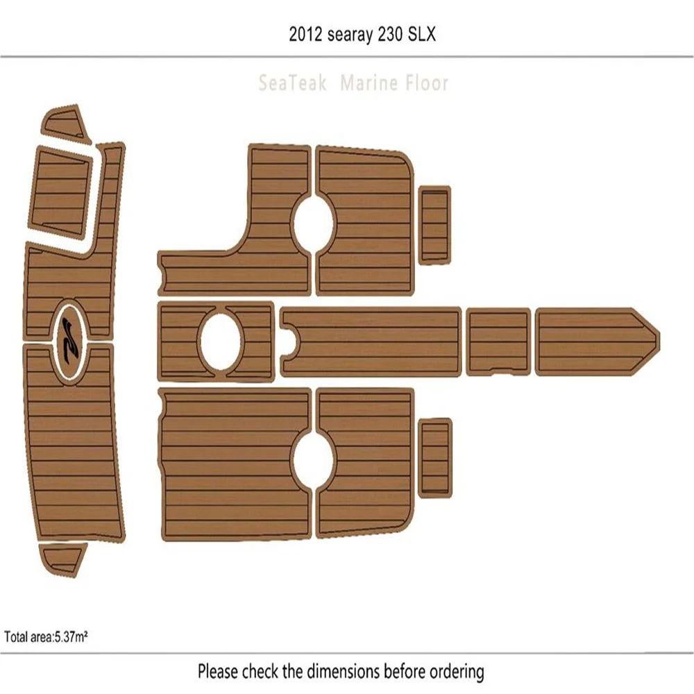 

2012 Sea Ray 230 slx Cockpit Swimming platform Pads 1/4" 6mm EVA Faux Teak SeaDek MarineMat Gatorstep Style Self Adhesive