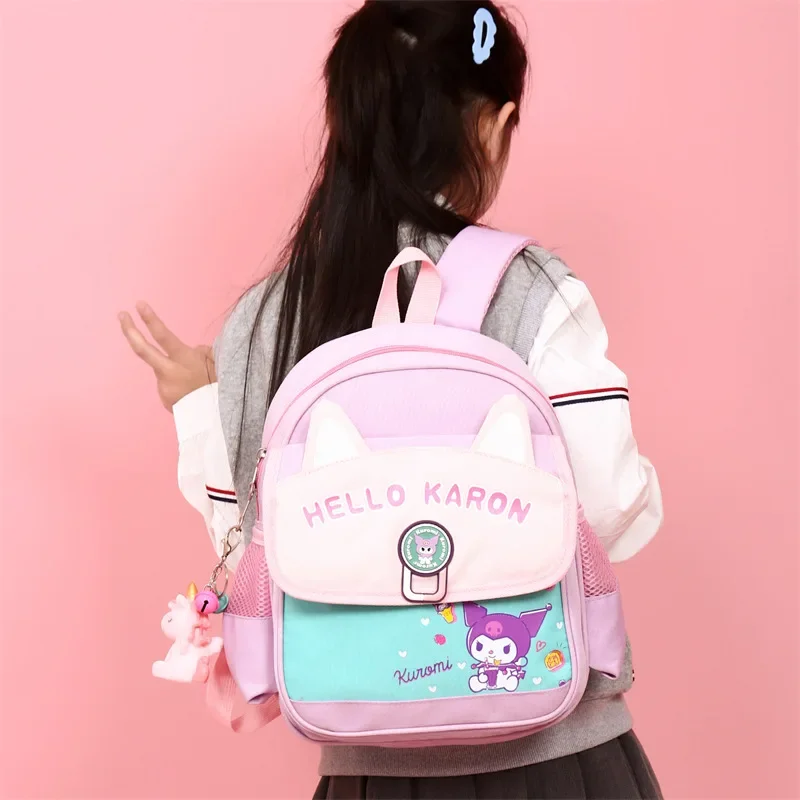 Sanrio Kuromi 2024 Nieuwe Leuke Cartoon Roze Kinderschooltas Grote Capaciteit Oxford Doek Lichtgewicht Casual Rugzak Meisjes