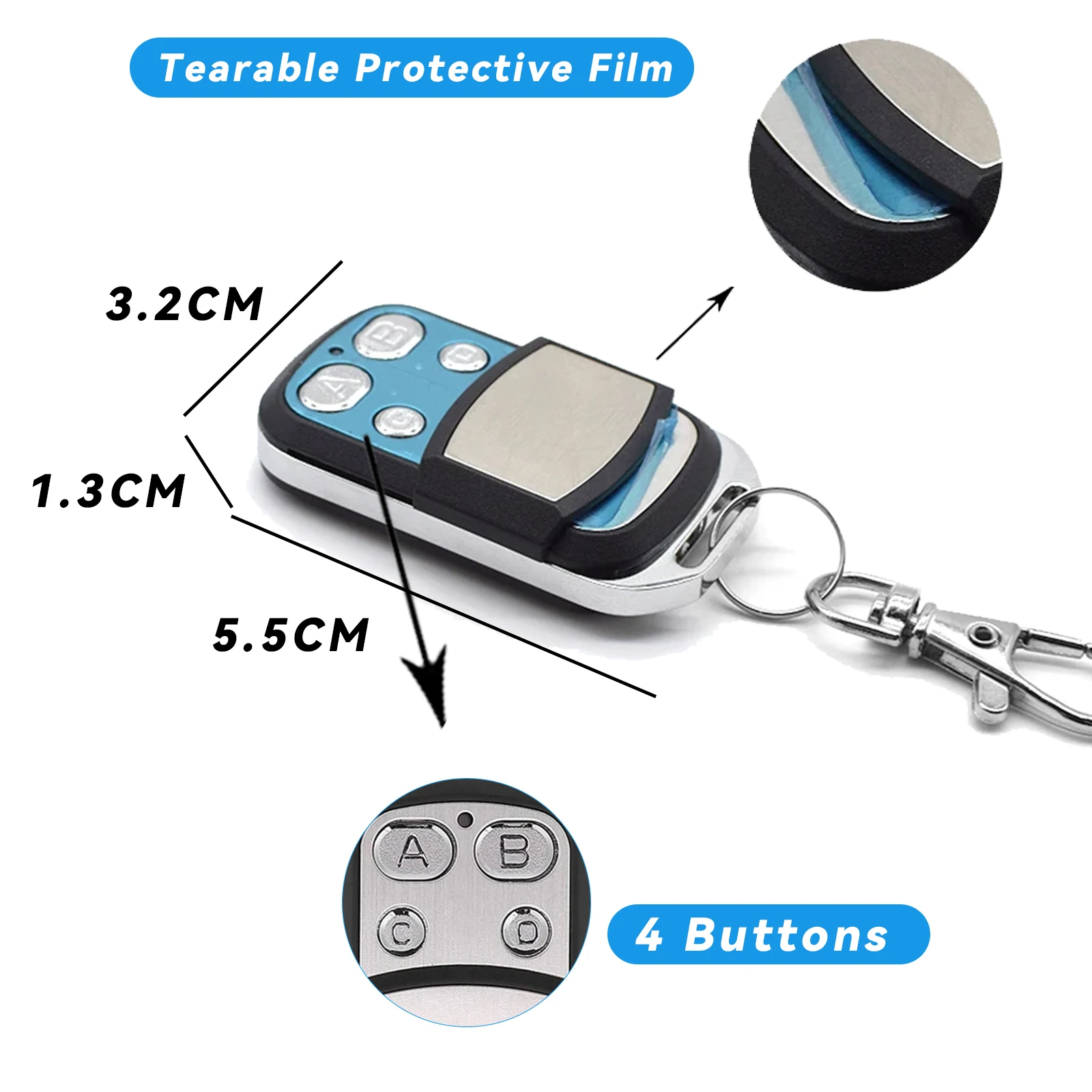 รีโมทคอนโทรล 433.92 เมกะเฮิรตซ์คัดลอกรีโมทคอนโทรลเครื่องทำสำเนาคีย์ความไวแสงสูงสำหรับรถบ้านโรงรถประตูอุปกรณ์เสริม