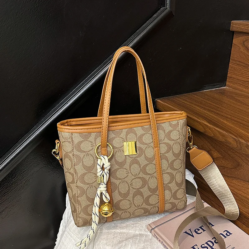 

2025 Vintage Monogram Market Tote, Retro Top Handle Purse for Women, Classic Shoulder Bag, Bohemian Crossbody Tote, Day-to-Night
