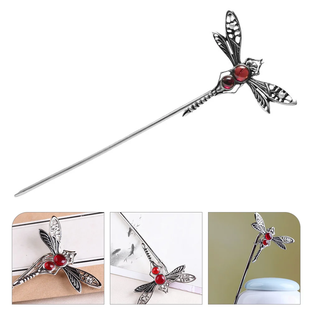 

Dragonfly Hairpin Flower Stick Chopsticks Womens Silver Styling Accessories Black Miss for Buns Long Chignon