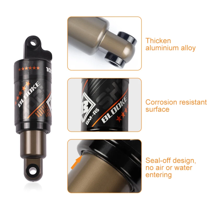 Bke Oil Spring Shock Absorber Mountain Bike Rear Shock Absorber Aluminium Alloy MTB Rear Absorber Suspension Screws Kit 190x55mm