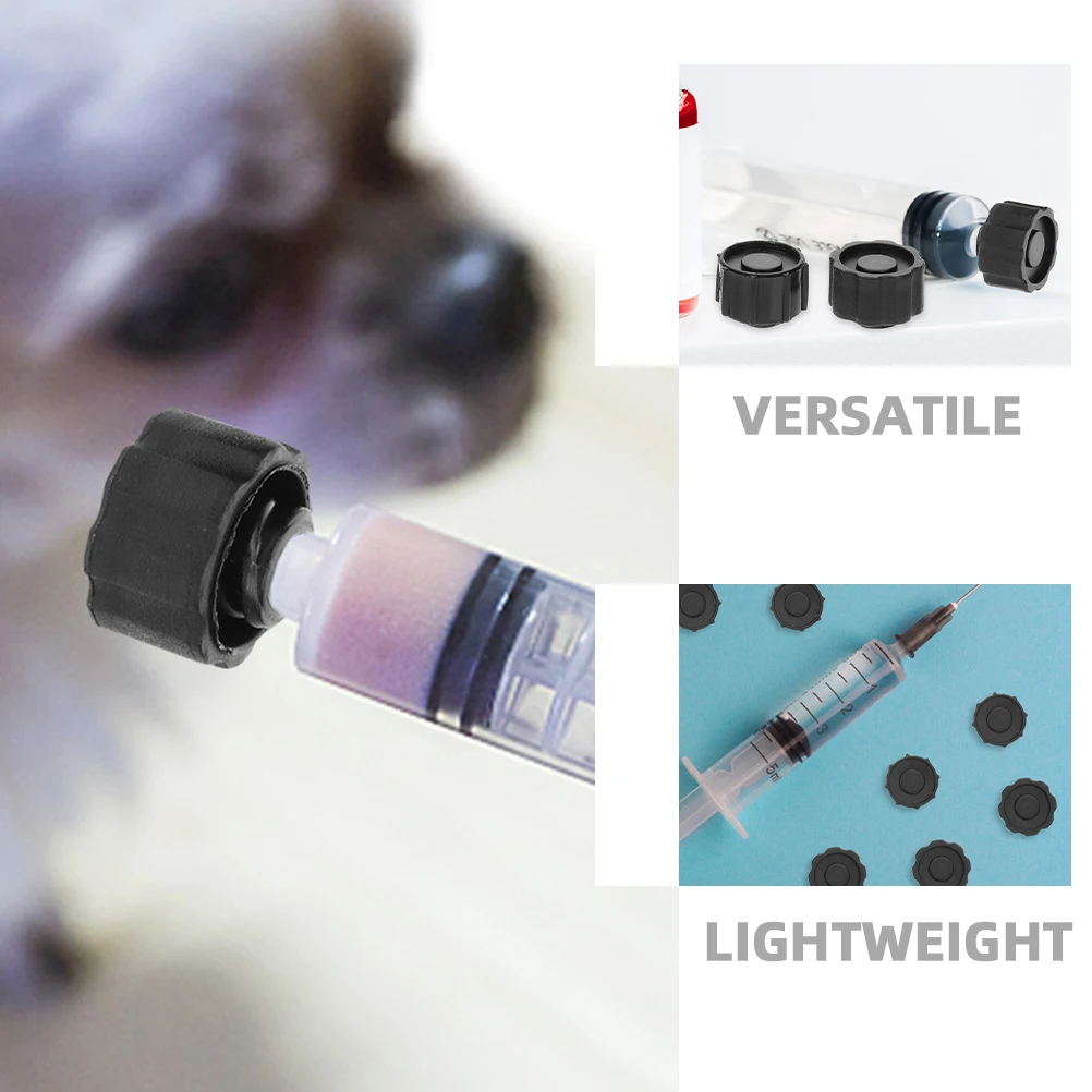 

25pcs Syringe Tip Plugs Black PP Material Reusable Dispensing Needle Cap for Industrial Applications Syringe Accessories