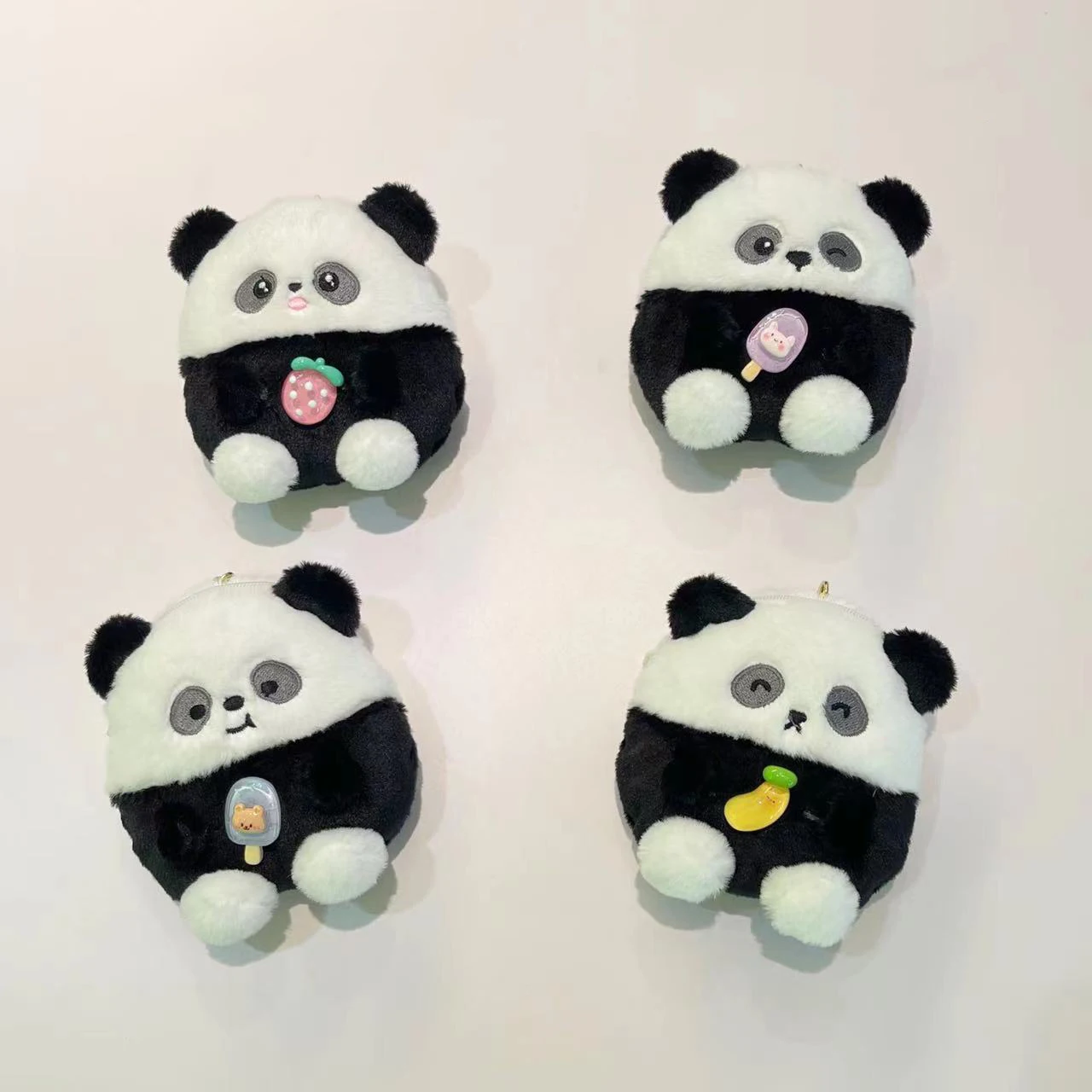 12cm Kid Cartoon Plush Panda Coin Purse Cute Animal Zipper Earphone Bag Wallet Keychain Pendant Doll Children's Birthday Gifts