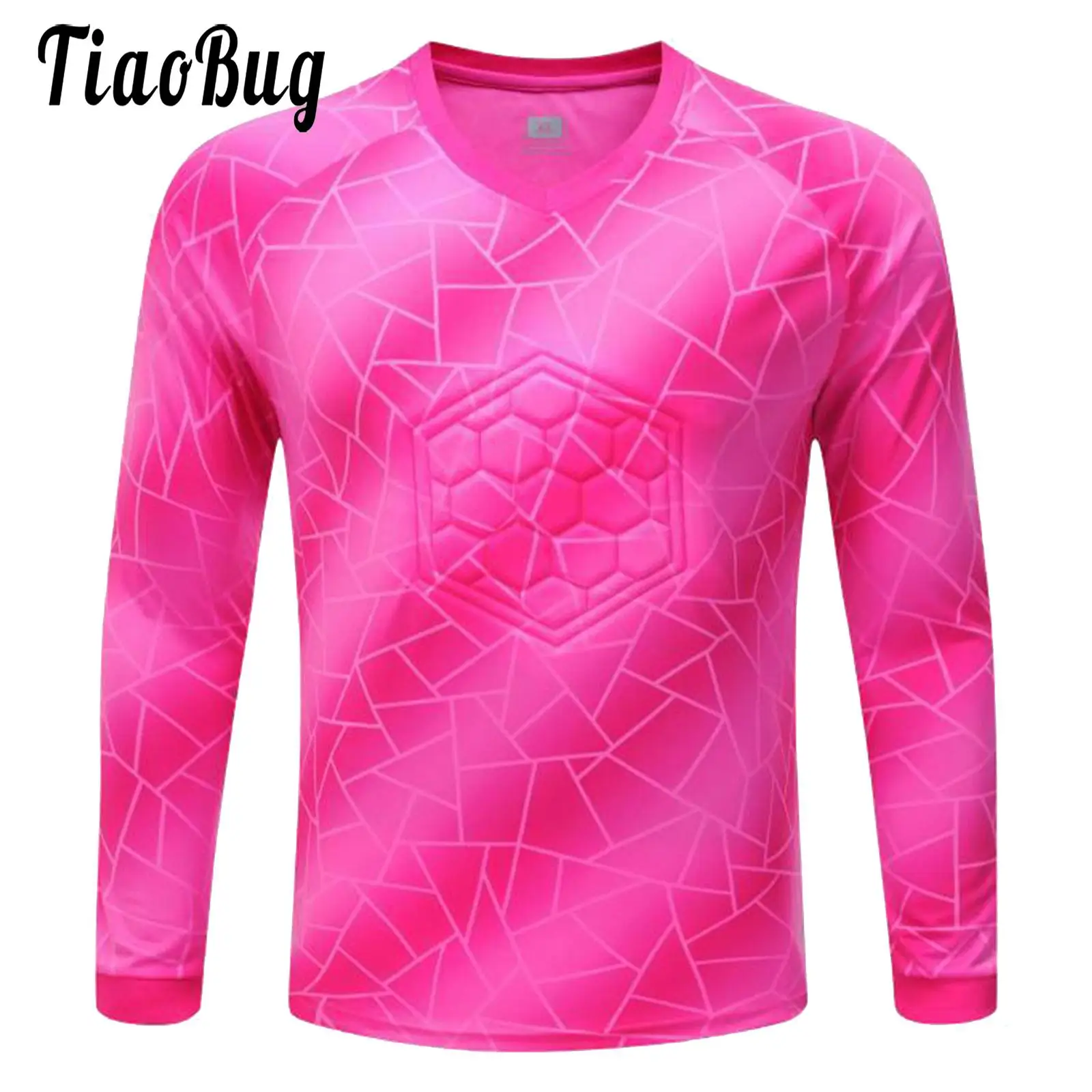 

Kids Boys Soccer Goalkeeper Jersey T-shirts Padded Goalie Shirt Long Sleeve Training Soccer Jersey Uniforms Football Sportwear