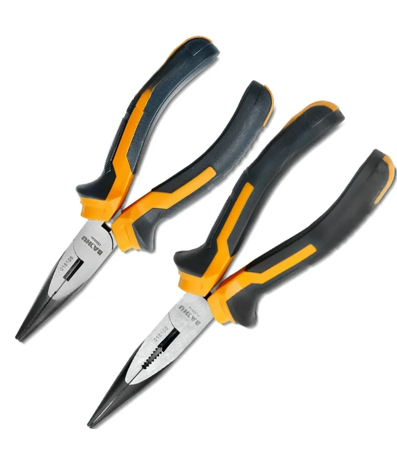 Chrome Vanadium 6/8 Inch Long Nose Plier 1Pcs Needle Nose Pliers Press Tool Multi Hand Tool with Double Colour Handle
