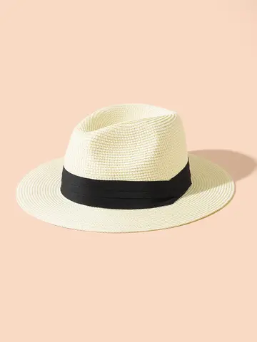 여름 파나마 밀짚 모자 – 남녀 공용 접이식 해변용 자외선 차단 모자