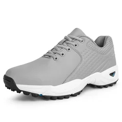 Zapatos deportivos de Golf para hombre, zapatillas suaves para caminar, cuero negro y gris, impermeables, sin clavos