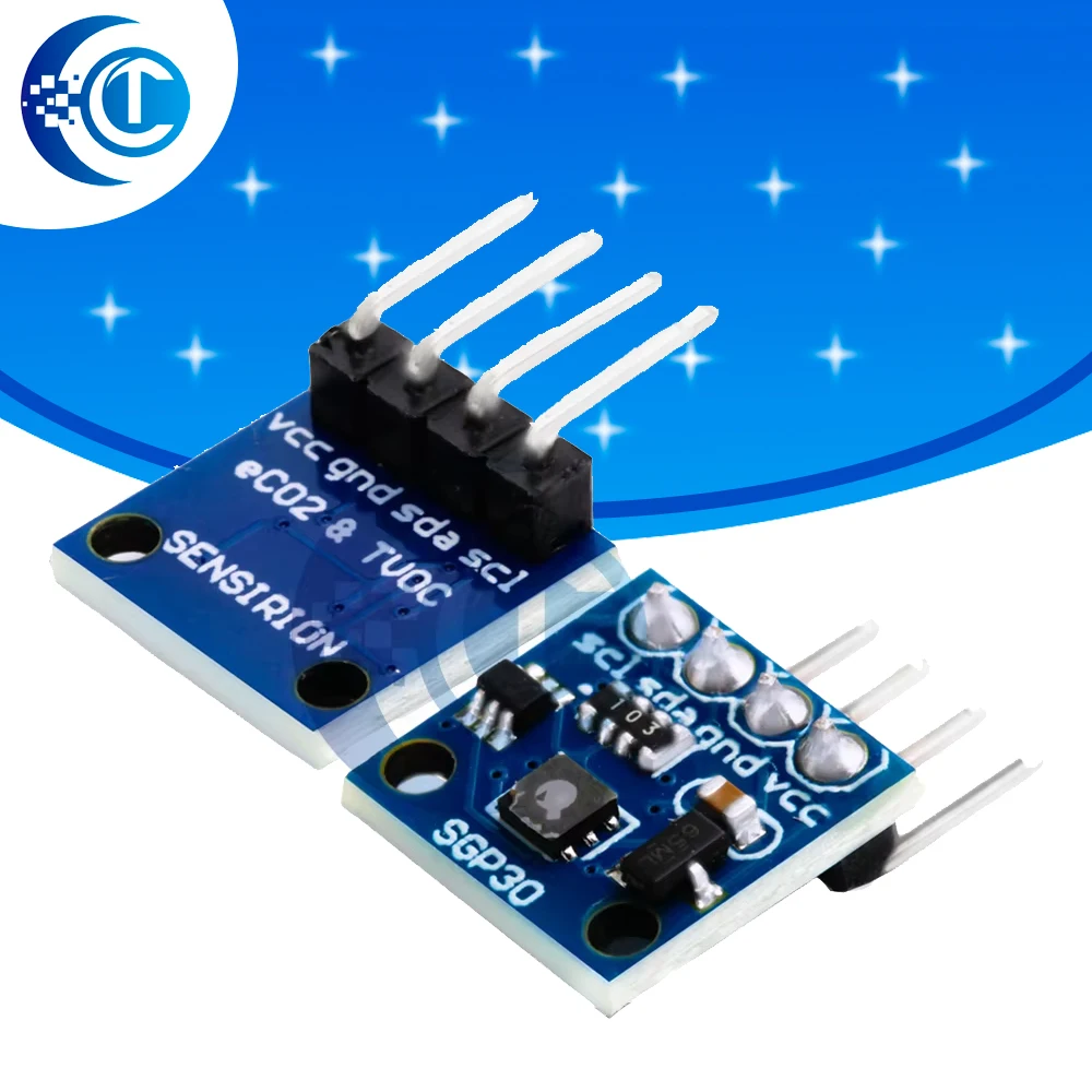 SGP30 Gas Sensor Module TVOC/ECO2 Indoor Air Quality Formaldehyde Carbon Dioxide Measurement Sensor Board IIC I2C Interface