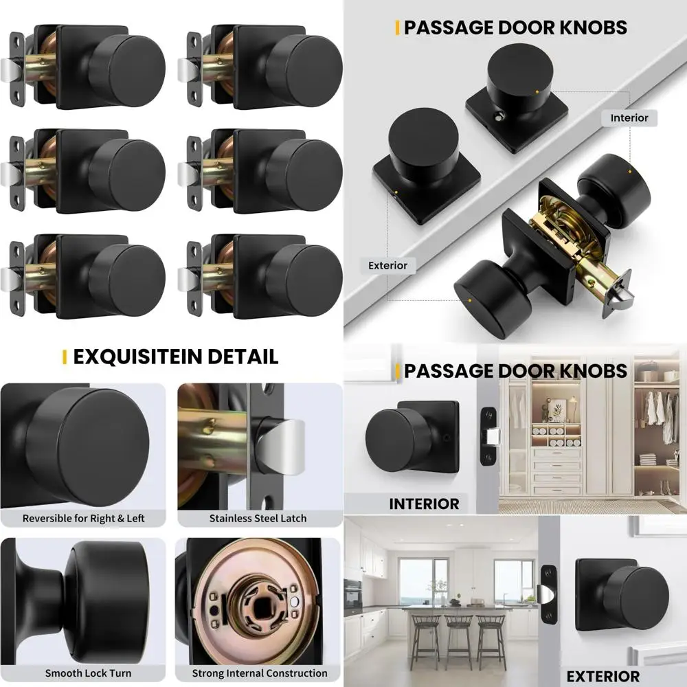 

Матовые черные внутренние дверные ручки для прохода, комплект из 6 шт., комплект дверных ручек для прихожей, без замка в комплекте