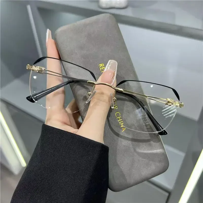 Men Fashion Business Reading Glasses Unisex Trendy Rimless Square Far Sight Eyeglasses Women Male Vintage Computer Eyewear image 3