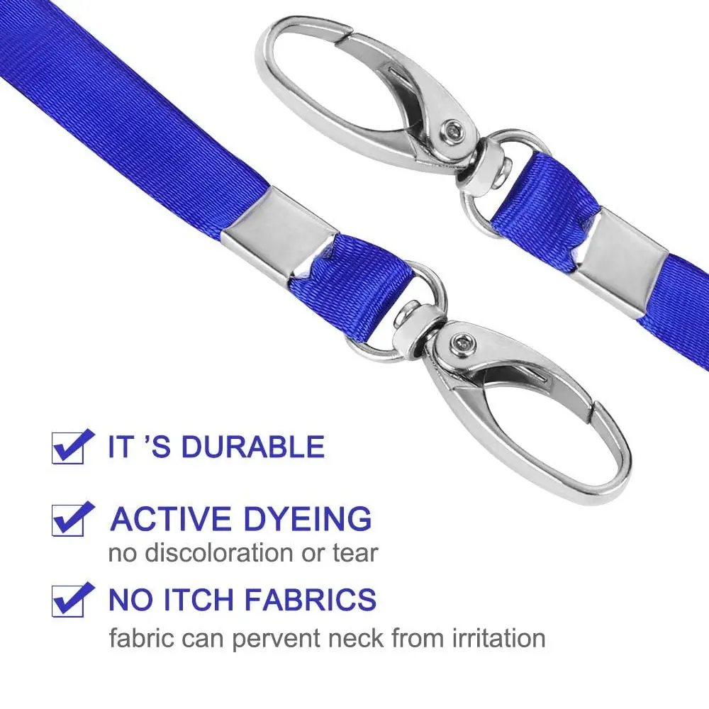 10/20/50pcs clear plastic horizontal name ID holders and blue lanyards, suitable for offices, schools, work volunteers.