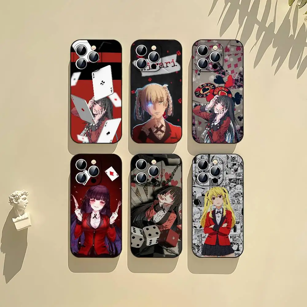 Anime K-Kakegurui Handyhülle Schwarz Passend für iPhone 17,16,15,11,13,14 Pro Max,Plus,X,Xr,Xs Max,13Mini