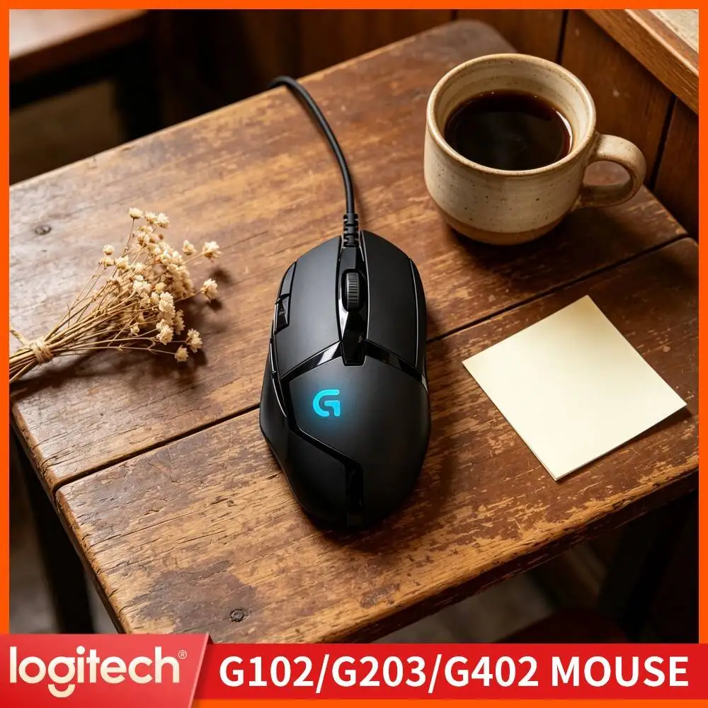 Logitech G402 Wired Gaming Mouse 8 Custom Buttons 500 IPS Tracking Anti-Slip Comfortable Gaming Grips