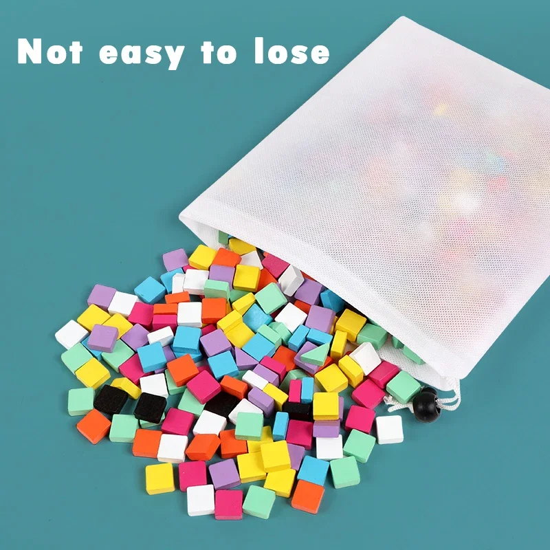 Kids Wooden Geometry Jigsaw Tangram Pixel Blocks Puzzle Toy Montessori Early Education Wooden Game Toys for Children