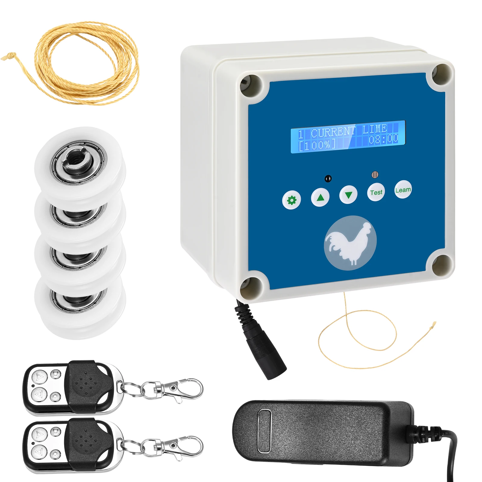 Kit motore elettrico per porta di pollame Regolazione timer automatico e sensore di luce Kit