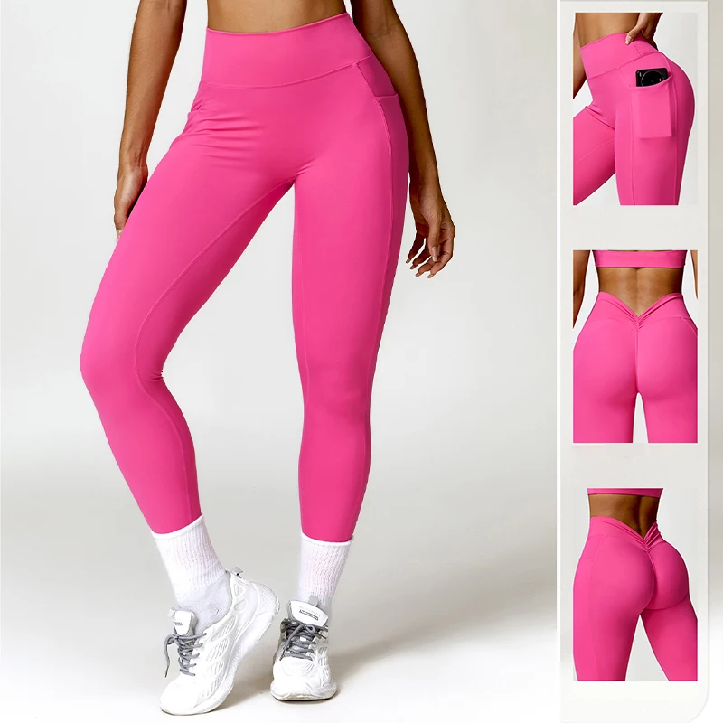 V Back Scrunch Yoga Pants Push Up Gym Tights Woman Sports Leggings Women Running Fitness Workout Legging Female Yoga Clothing