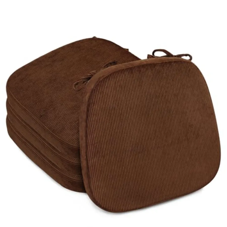 

Подушки для стульев толщиной 2,5 см, вельветовые, из пеноматериала, для обеденных и кухонных стульев, U-образные, для использования в помещении, с завязками, нескользящие.