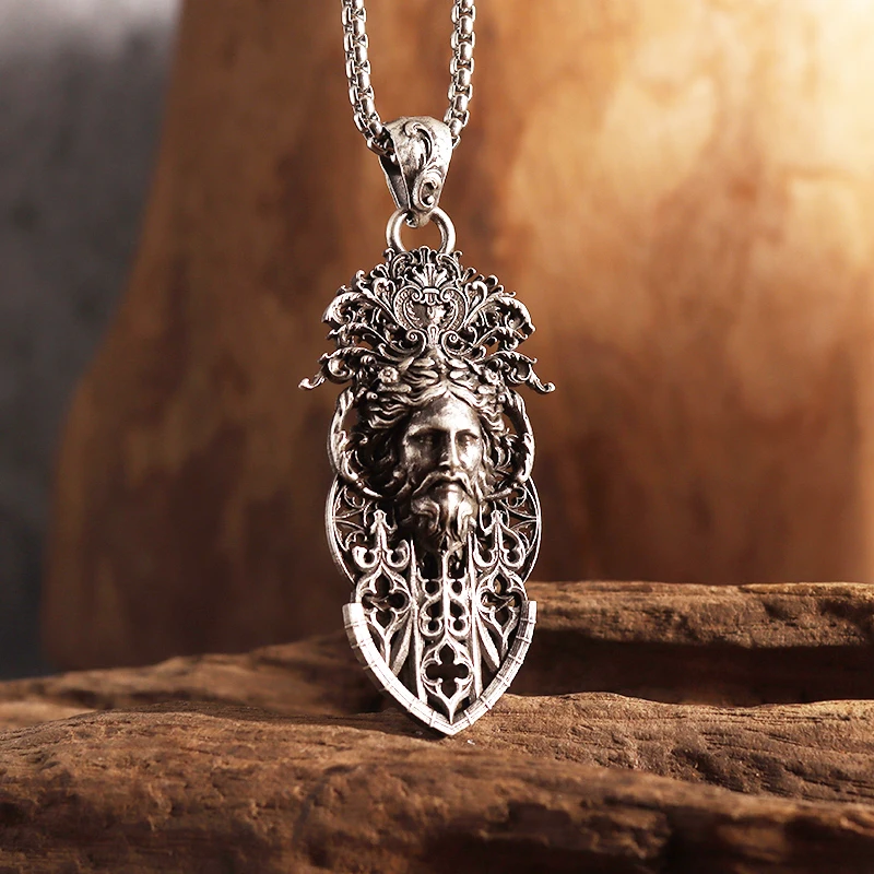 Ancient Greek King of The Gods Zeus Pendant Roman Mythology Jupiter Necklace Vintage Punk Jewellery for Men and Women