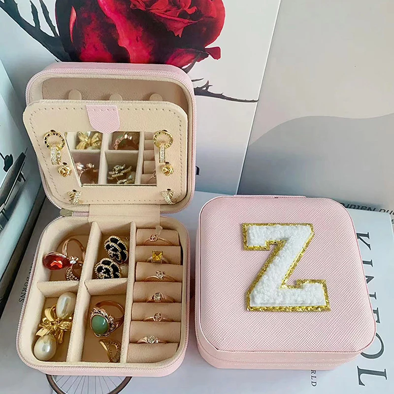 Creative Letter Travel Jewelry Box Cute Mini Portable Organizer Travel Case Storage Boxes for Rings/Earrings/Necklaces/Bracelets