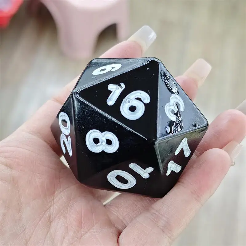 Natural Black Obsidian Dice Carving Energy Gem Reiki Healing Home Decoration Holiday Gift Collection 1pcs