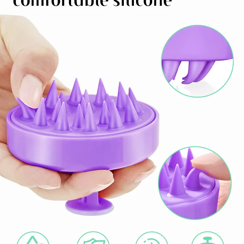 

Portable Mini Silicone Shampoo Brush Handheld Round Hair Washing Comb Soft Scalp Massage Brush for Root Itching and Dandruff Rem
