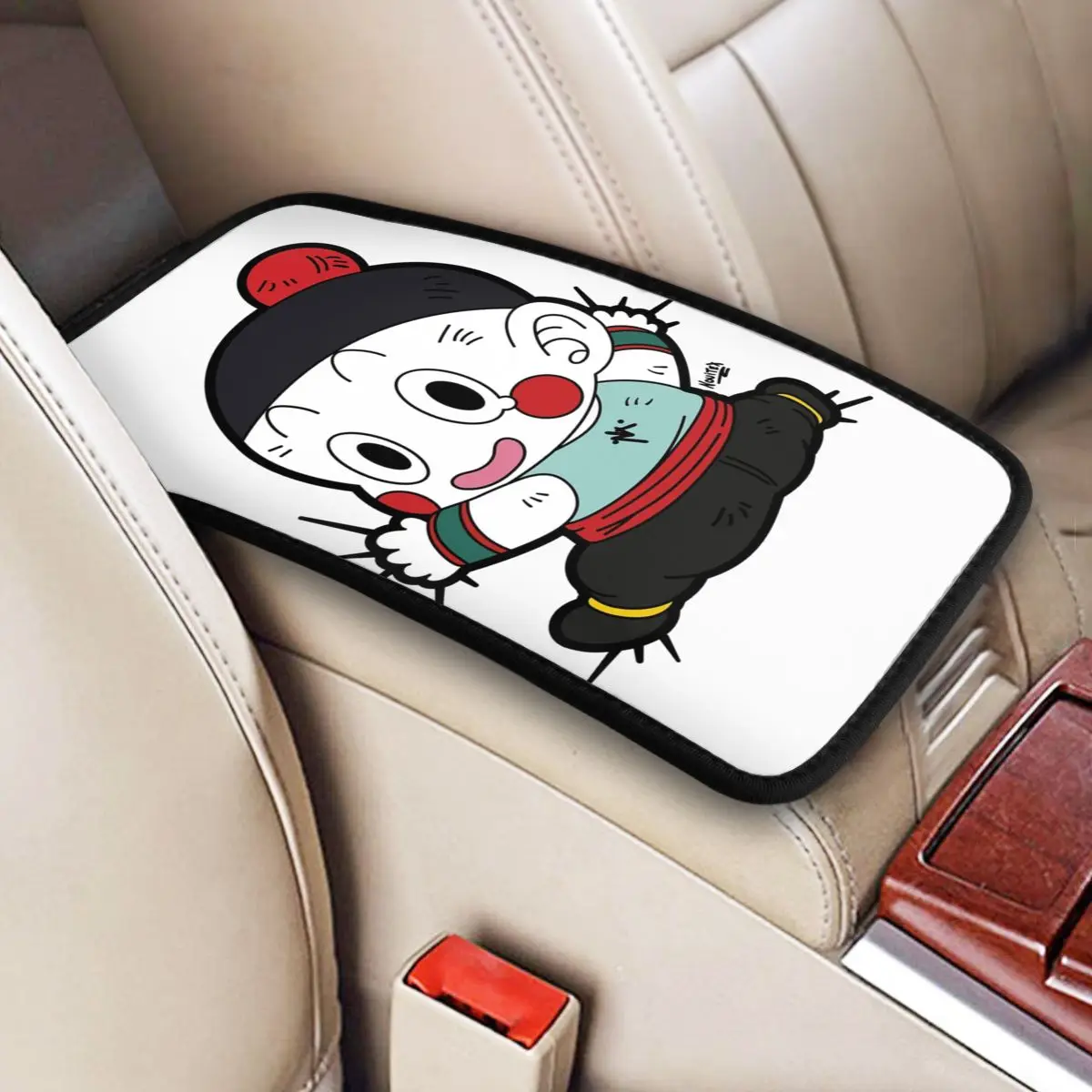 Car Armrest Cover Mat Leather DBZ Chaos Dragon Ball Center Console Protective Cushion Pad Auto Accessories Interior