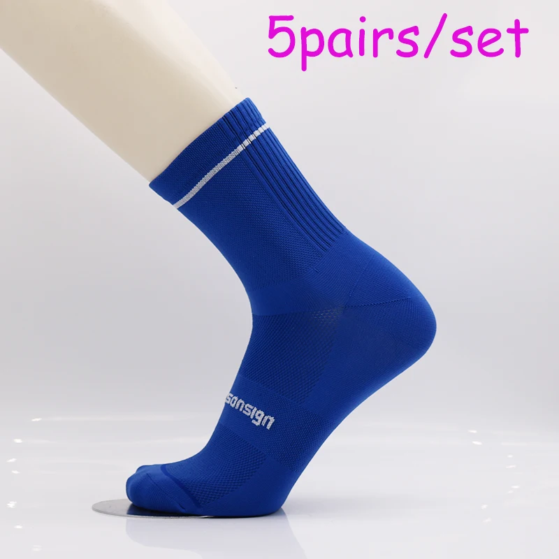 

5 Pairs Professional Cycling Socks for Men & Women Breathable Compression Road Bicycle Sports Socks Random Color