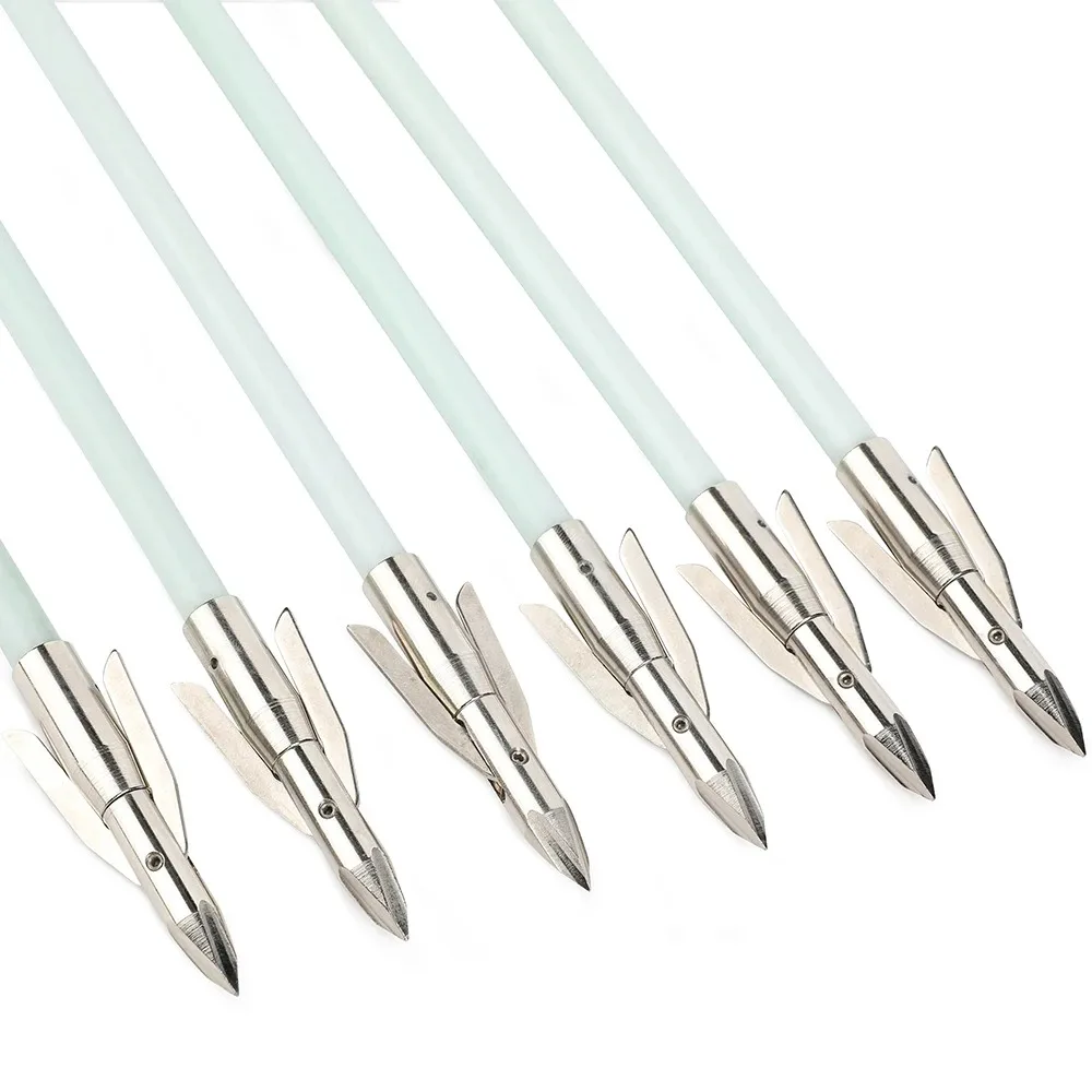 Archery Shooting Bowfishing Arrows 3pcs OD8mm Solid Fiberglass Shaft Carbon Steel Arrowhead With Practical Metal Fishing Slider Accessory view 8