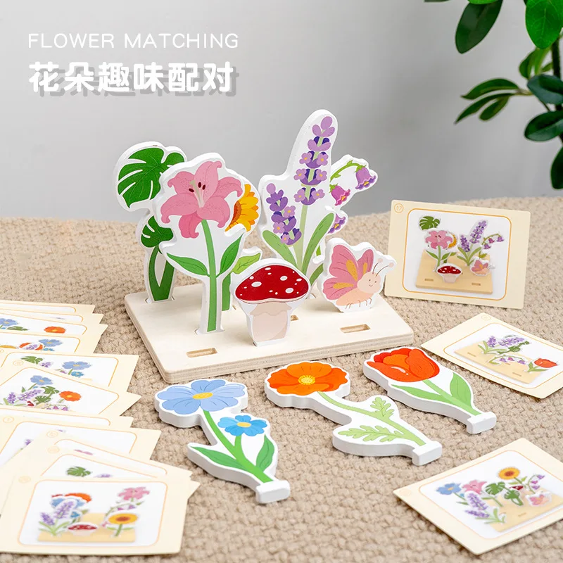 wooden-potted-flower-arrangement-game-flower-color-cognitive-matching-toy-children's-hand-eye-coordination-toy