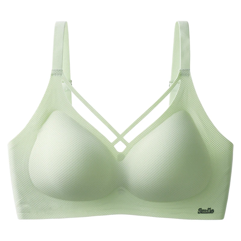 Traceless Semi-Fixed Cup Lingerie Thin Gel Soft Support Antidrops Adjustability No Steel Ring Super Soft Solid Color Bra 5XL 6XL