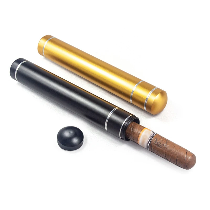 

19cm Length Aluminum Alloy Cigar Storage Tube Detachable Portable Moisture-proof Case Anti-Fall Sealed Smoking Accessories