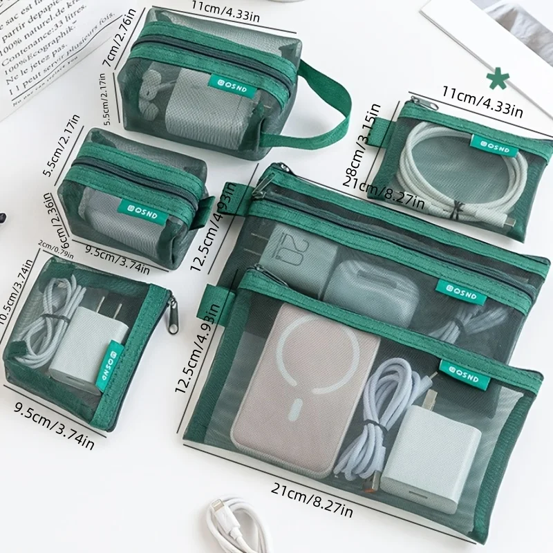 6pcs Transparent Mesh Coin and Miscellaneous Storage Bags, Portable 3D Card Organizer Pouches Cosmetic Bags Travel Storage Bag