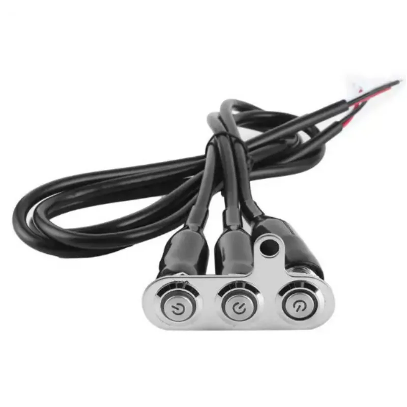 زر مفاتيح Poer المقاوم للماء لقرن المصباح الأمامي متعدد الألوان المقود قابل للتعديل جبل دفع 3 أزرار ON-OFF LED للدراجات النارية