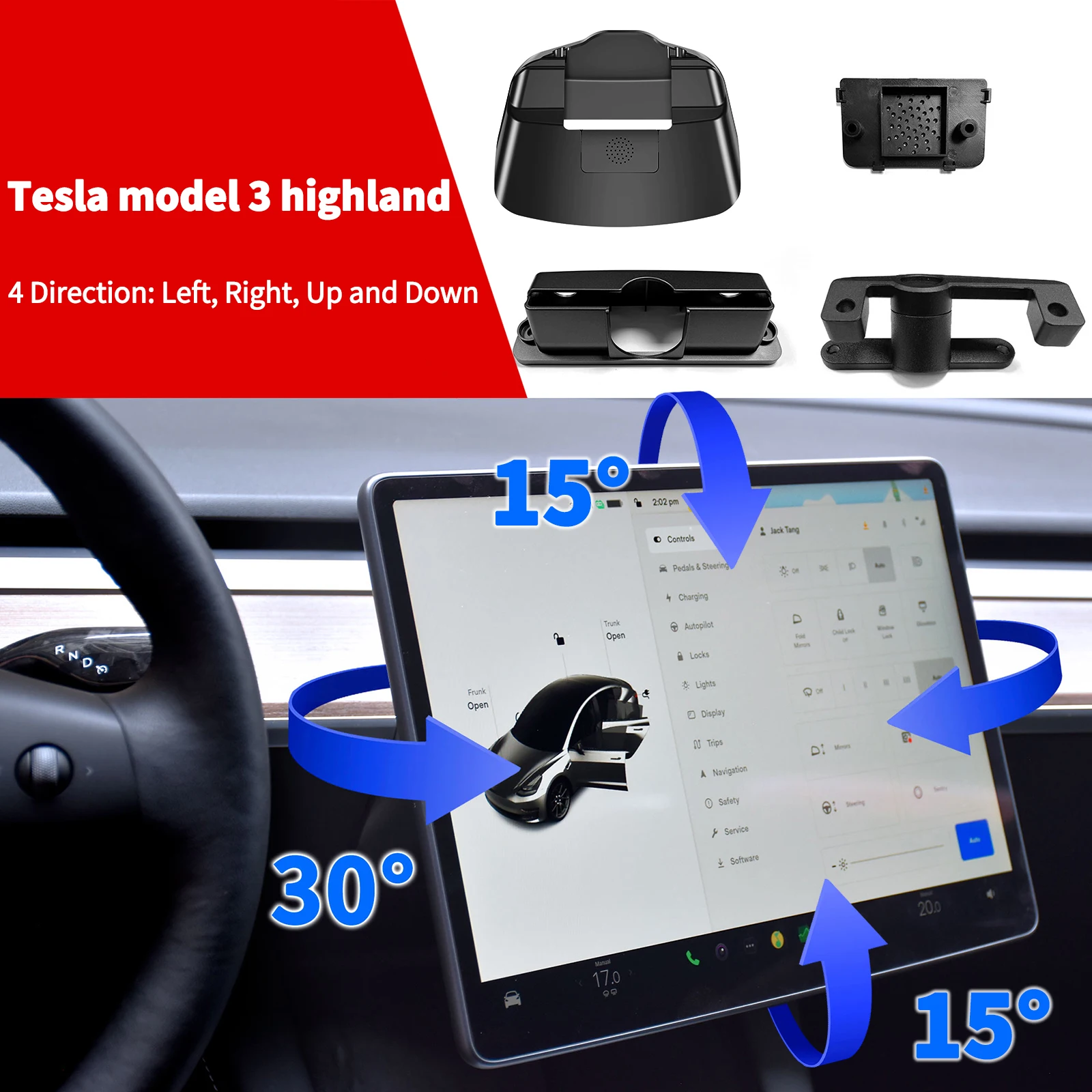 Modello Y supporto girevole per Tesla Model 3 highland Tilt Screen Kit staffa rotante Display Monitor ruota accessori 2023 2024