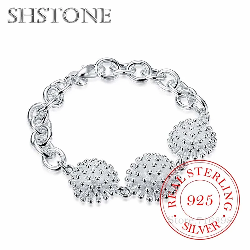 

High Quality 925 Sterling Silver Flowers Charm Bracelets Hand Chain For Men Women Fine Jewelry Birthday Party Gift Accessories